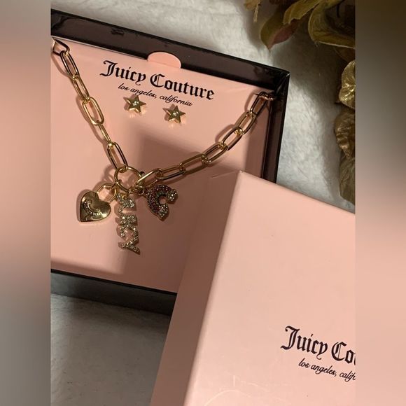NEW JUICY COUTURE EARRINGS NECKLACE SET - Picture 4 of 5